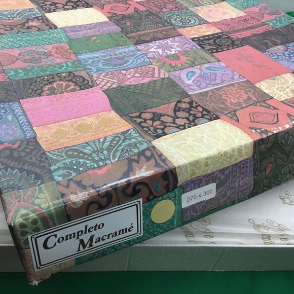 Vtg Italian Linen Sheet Set Cream Lace Overlay Coverlet 106×118″ - Picture 3 of 8